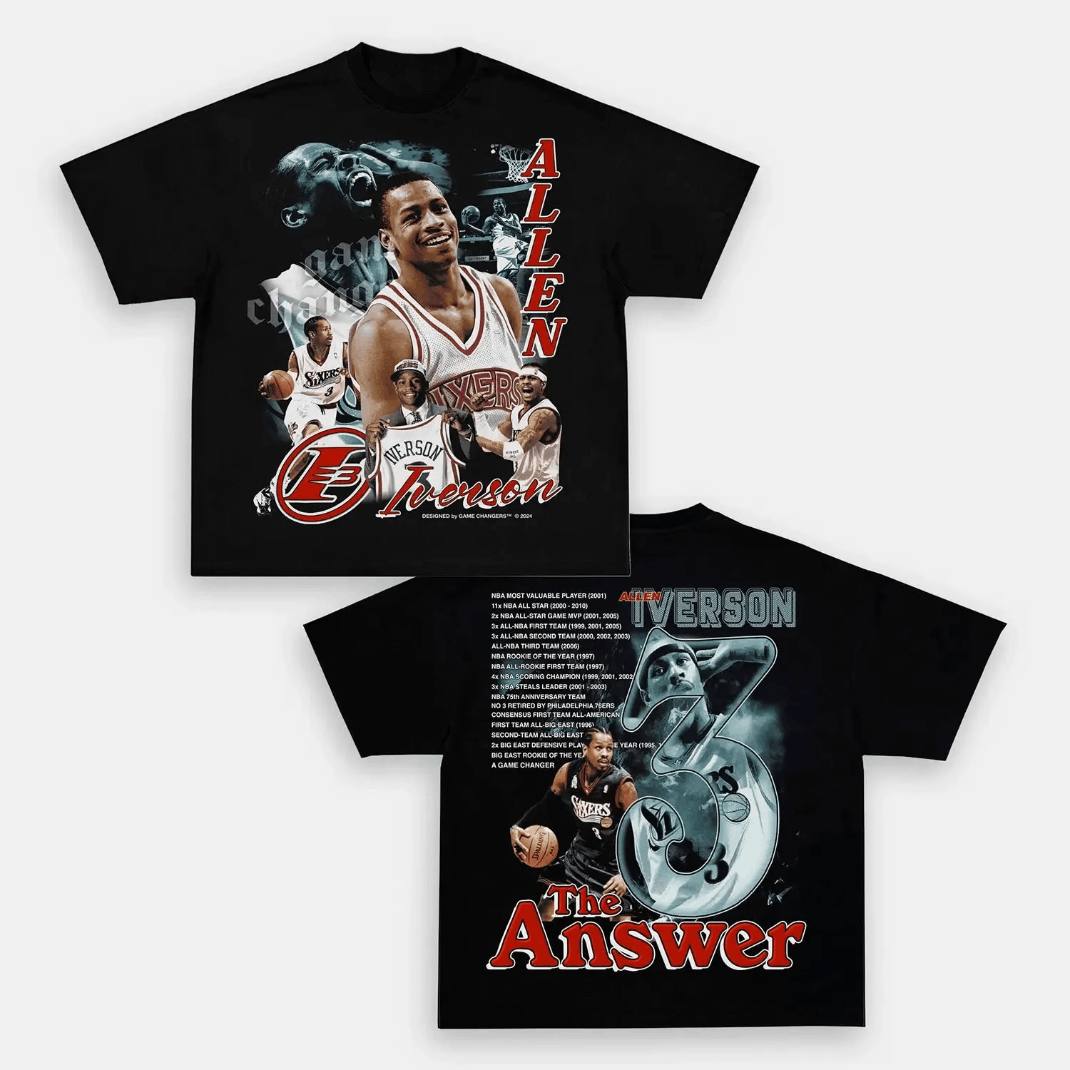 Unisex-Adult Ultra Cotton Washed T-Shirt Graphic ALLEN IVERSON 3 TEE - [DS] 